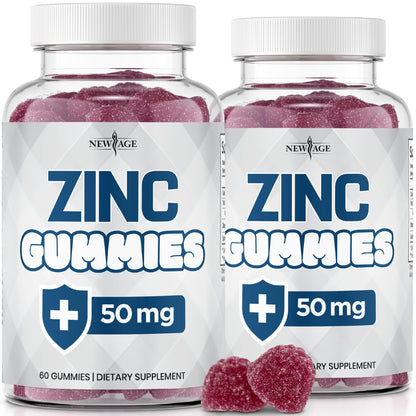 NEW AGE Zinc Gummies 2 Pack - 50mg Zinc Immune Support, Non-GMO | 120 Count