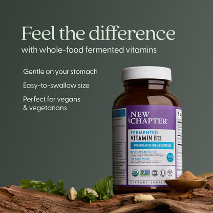New Chapter Fermented Vitamin B12 1,000 mcg | USDA Organic, Vegan, Gluten Free - 60 Count