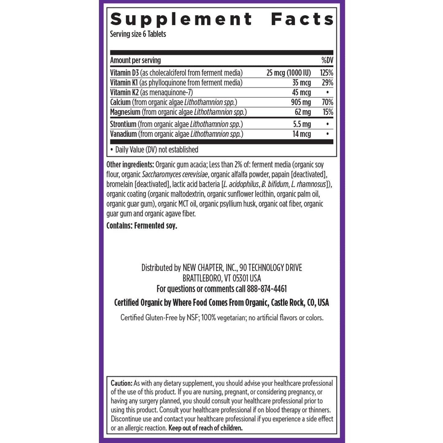New Chapter Calcium Supplement – Organic Plant Calcium with D3 & K2, Tiny Tabs (240)