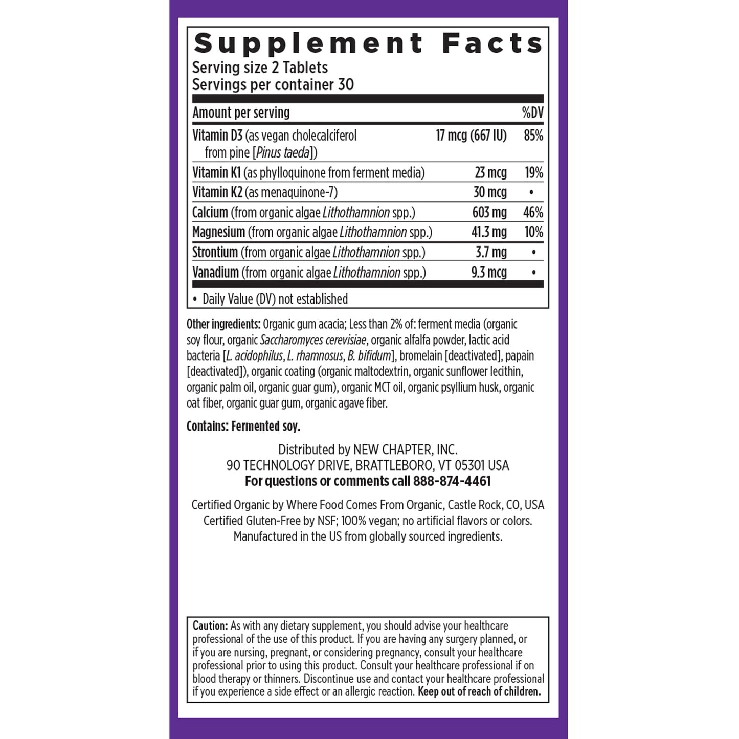 New Chapter Organic Plant Calcium for Women Under 40 — D3, K2 & Mg | 60 Count
