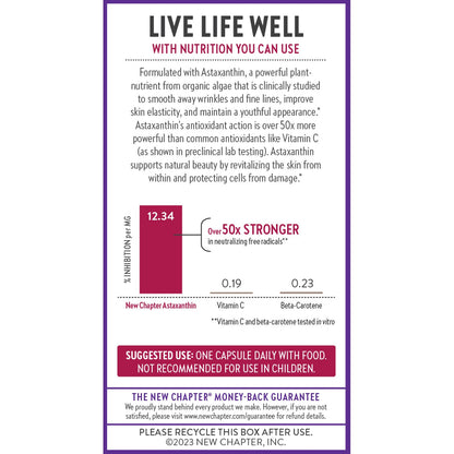 New Chapter Biotin Supplement - Vegan Hair Skin & Nails with Fermented Biotin + Astaxanthin - 60 Count