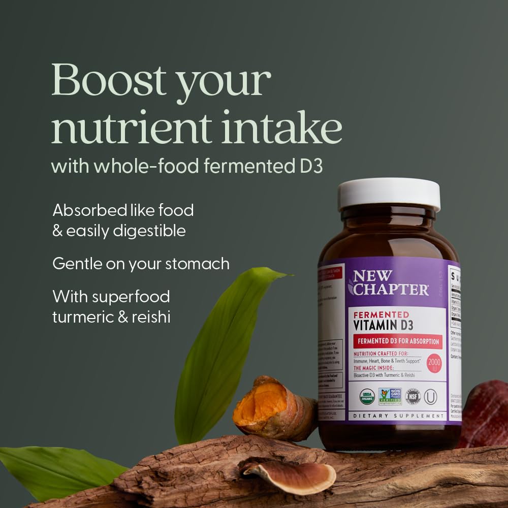 New Chapter Fermented Vitamin D3 2000 IU – Organic, ONE Daily with Turmeric & Reishi