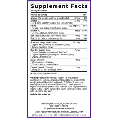 New Chapter Iron Supplement | Whole-Food Fermented Iron Complex | 60ct