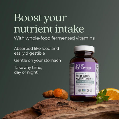 New Chapter Men’s Multivitamin 40+ – One Daily Fermented Nutrients for Immune & Energy Support | Gluten-Free