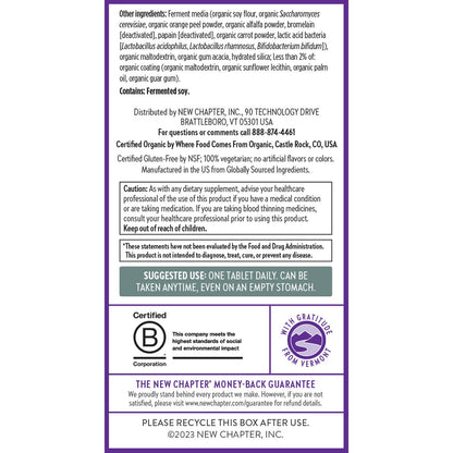New Chapter Men’s Multivitamin 40+ – One Daily Fermented Nutrients for Immune & Energy Support | Gluten-Free