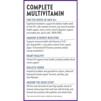 New Chapter Men's One Daily 55+ Multivitamin – Fermented, Non-GMO, 72 Tablets