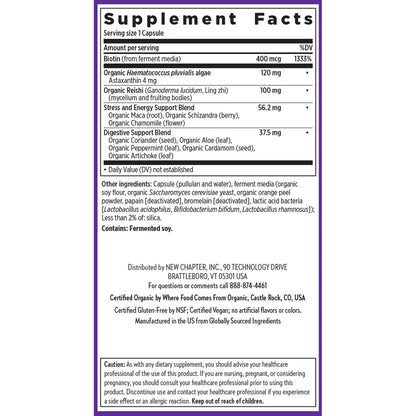 New Chapter Biotin Supplement - Vegan Hair Skin & Nails with Fermented Biotin + Astaxanthin - 60 Count