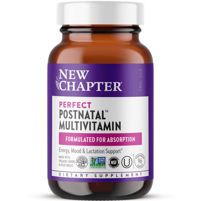 New Chapter Postnatal Vitamins – Lactation Support, Fermented D3, Organic (96 Count) | Non-GMO