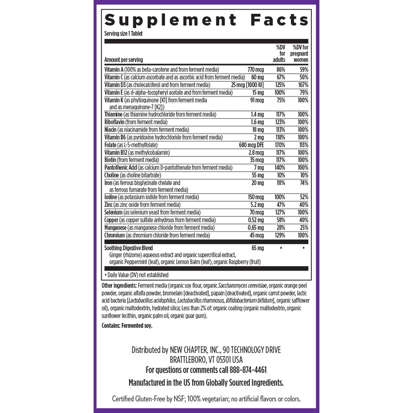 New Chapter Prenatal Vitamins — One Daily Multivitamin with Methylfolate + Choline | Gluten Free & Non-GMO | 90 Count