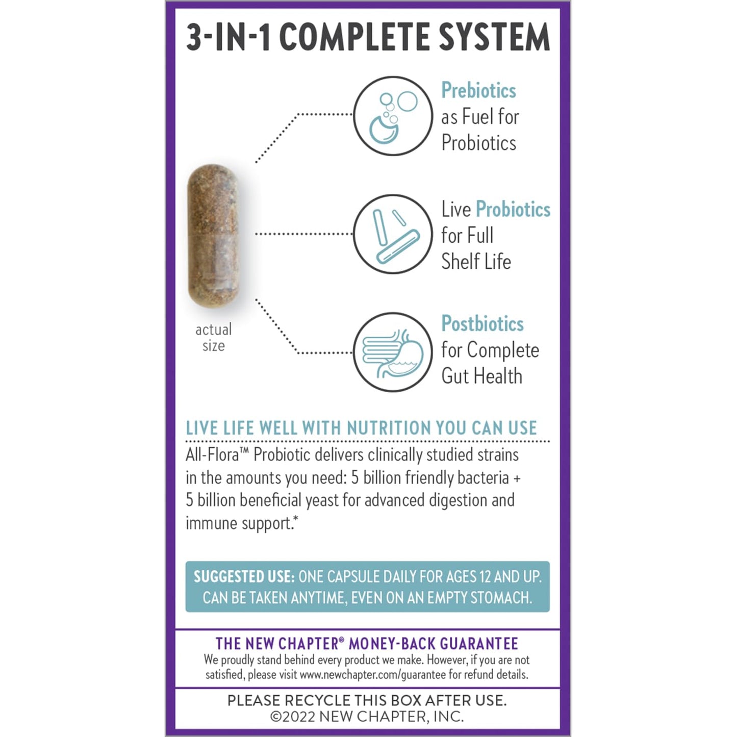 New Chapter Probiotic All-Flora - 60 ct, 2 Month Supply | Advanced Digestion & Gut Health