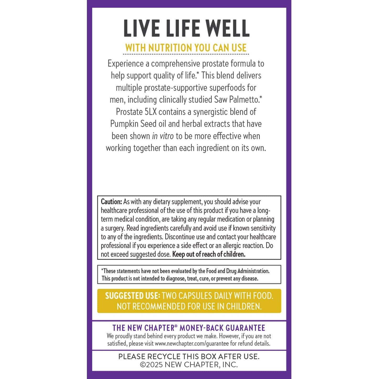 New Chapter Prostate 5LX™ – Prostate Supplement with Clinical-Strength Saw Palmetto + Fermented Selenium, 180 Vegetarian Capsules