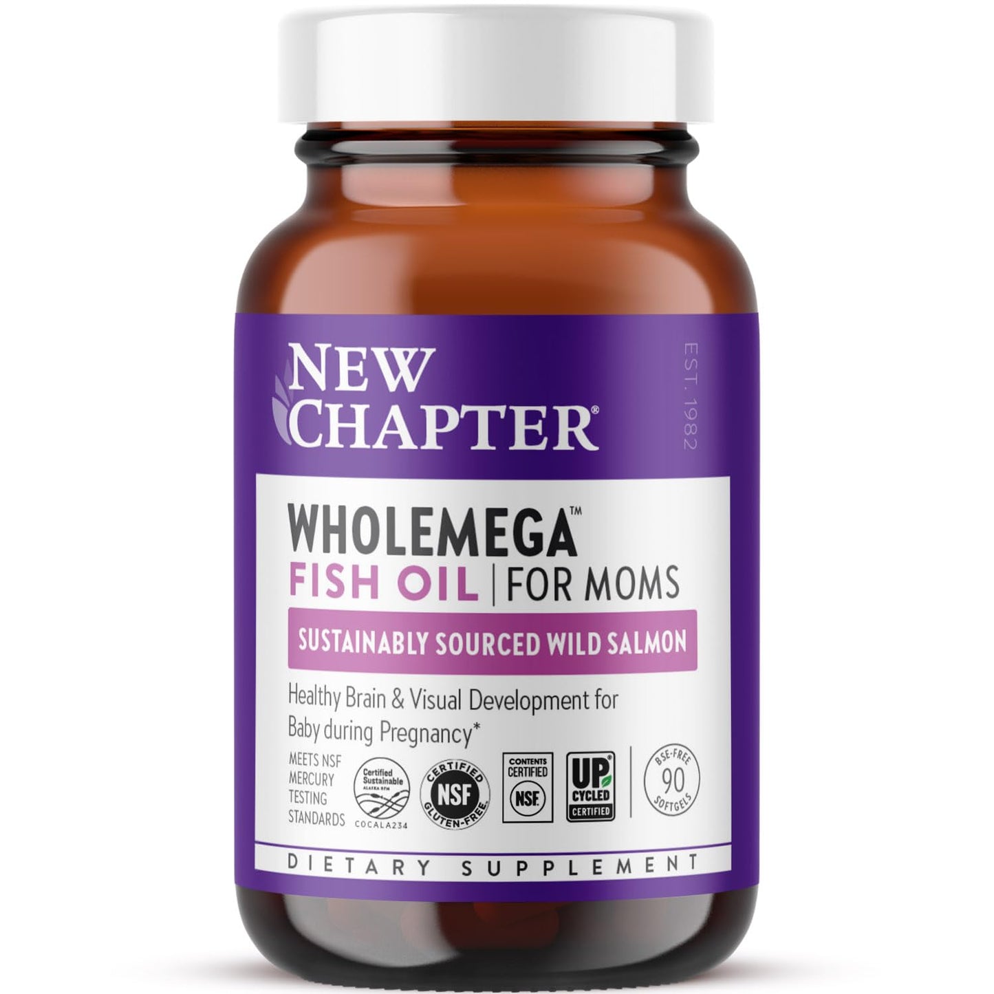 New Chapter Wholemega for Moms Fish Oil – 2000mg per Serving, Tiny Capsules, 90 Count