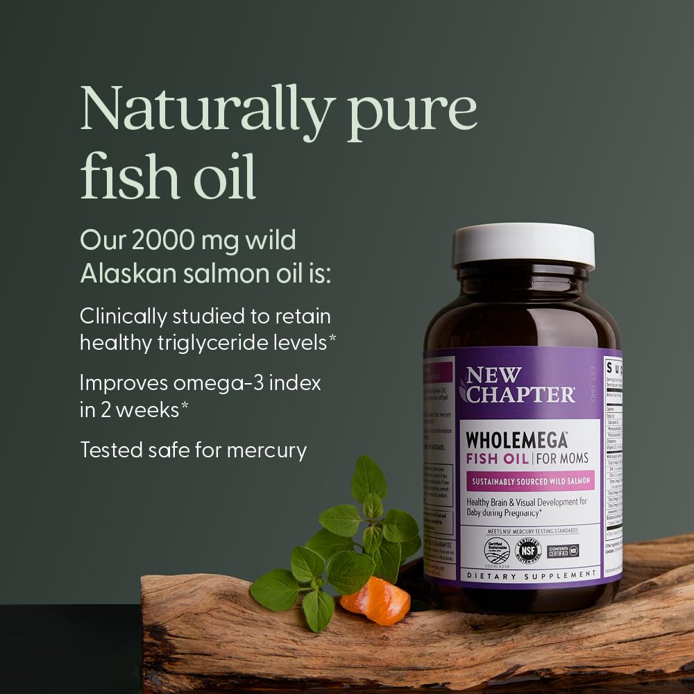 New Chapter Wholemega for Moms Fish Oil – 2000mg per Serving, Tiny Capsules, 90 Count