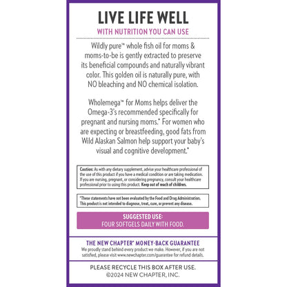 New Chapter Wholemega for Moms Fish Oil – 2000mg per Serving, Tiny Capsules, 90 Count