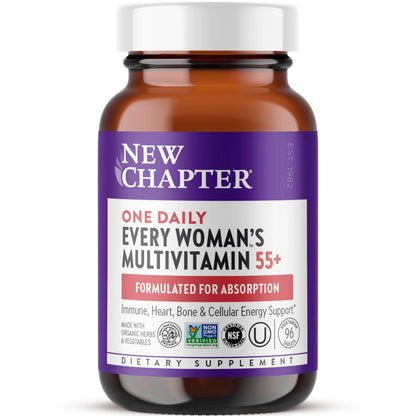 New Chapter Women's 55+ One Daily Multivitamin with Astaxanthin | Immune, Heart & Bone Support
