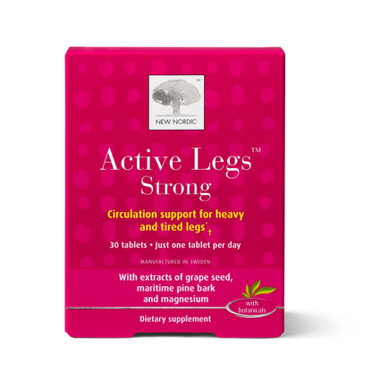 New Nordic Active Legs Strong – Leg Circulation Support, Pine Bark & Grape Seed, Magnesium, 30 Count