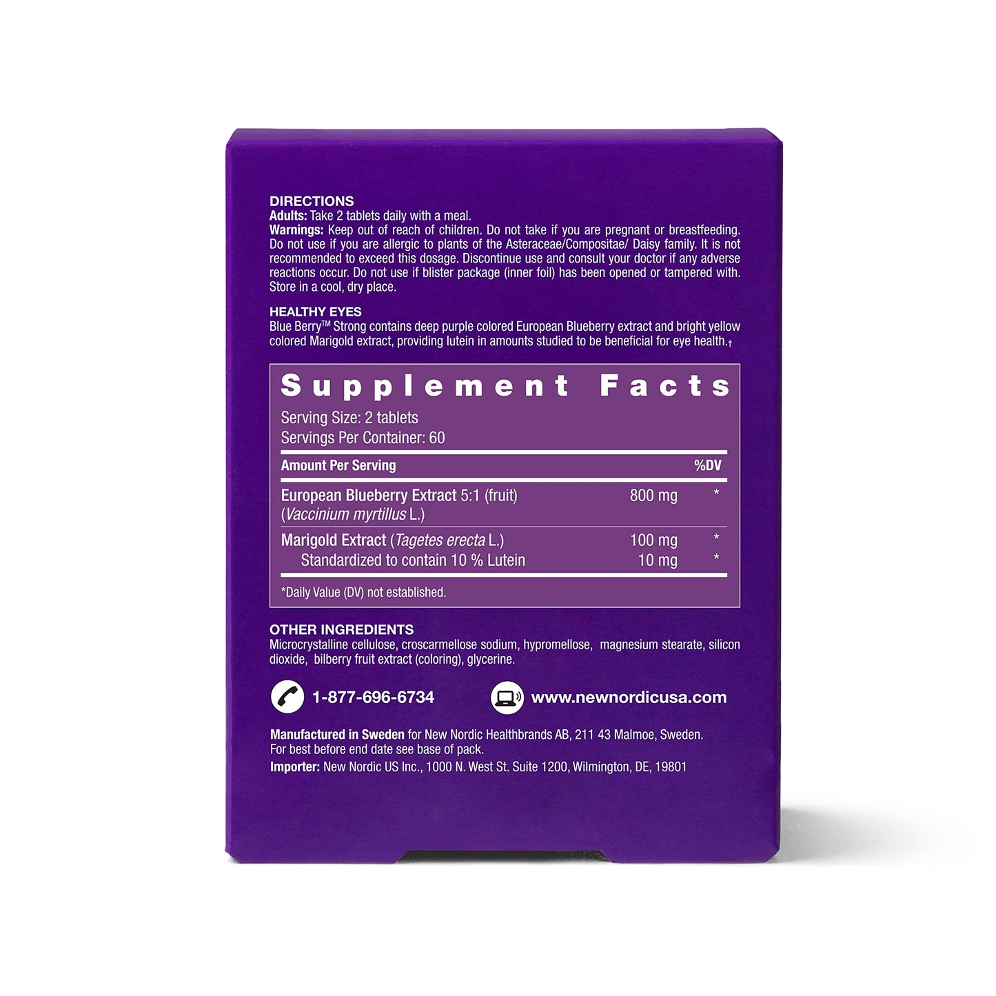 NEW NORDIC Blue Berry Eye Vitamin with Lutein & Zinc – 120 Tablets