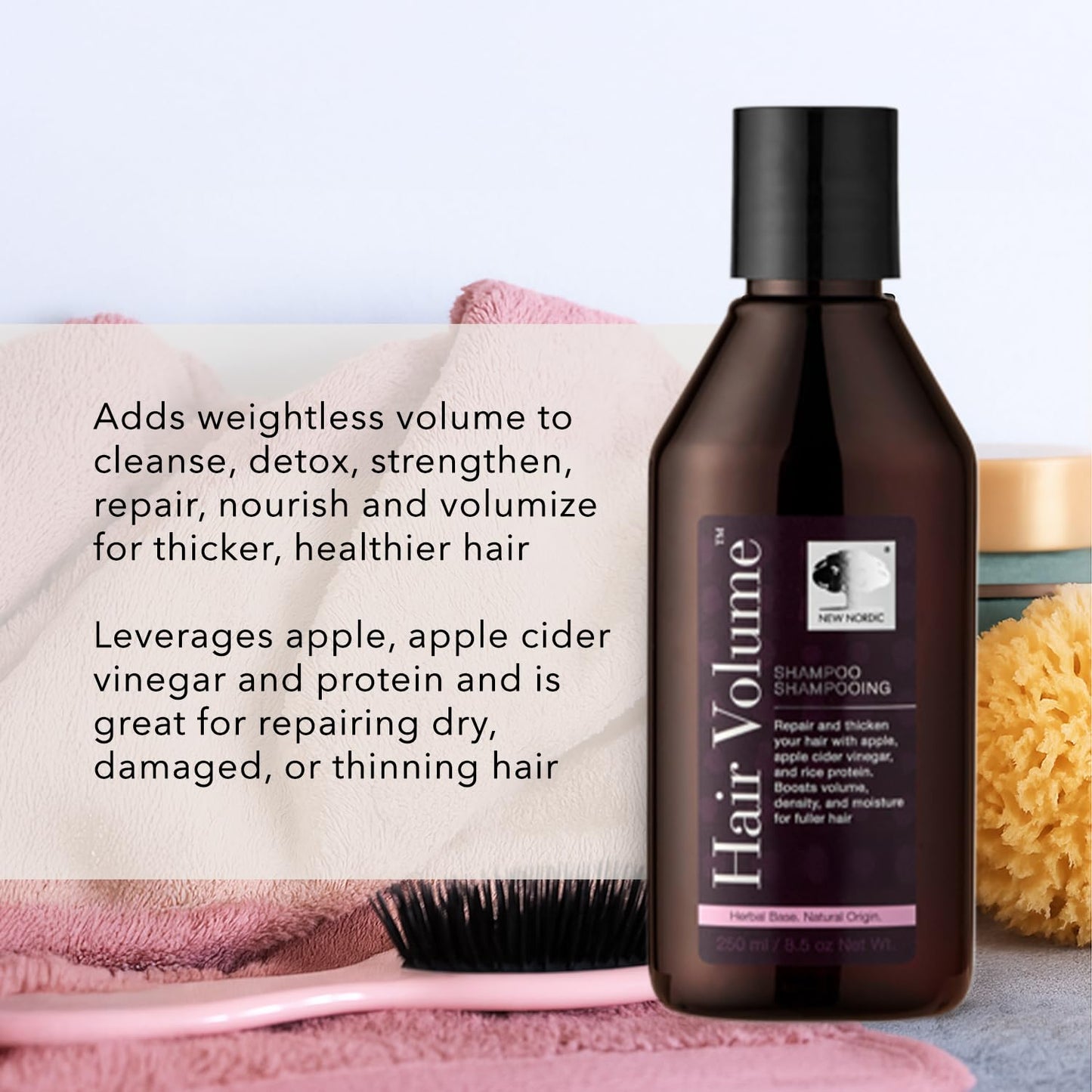 New Nordic Hair Volume Shampoo — Herbal Vegan Formula for Thicker, Fuller Hair (8.5 Fl Oz)