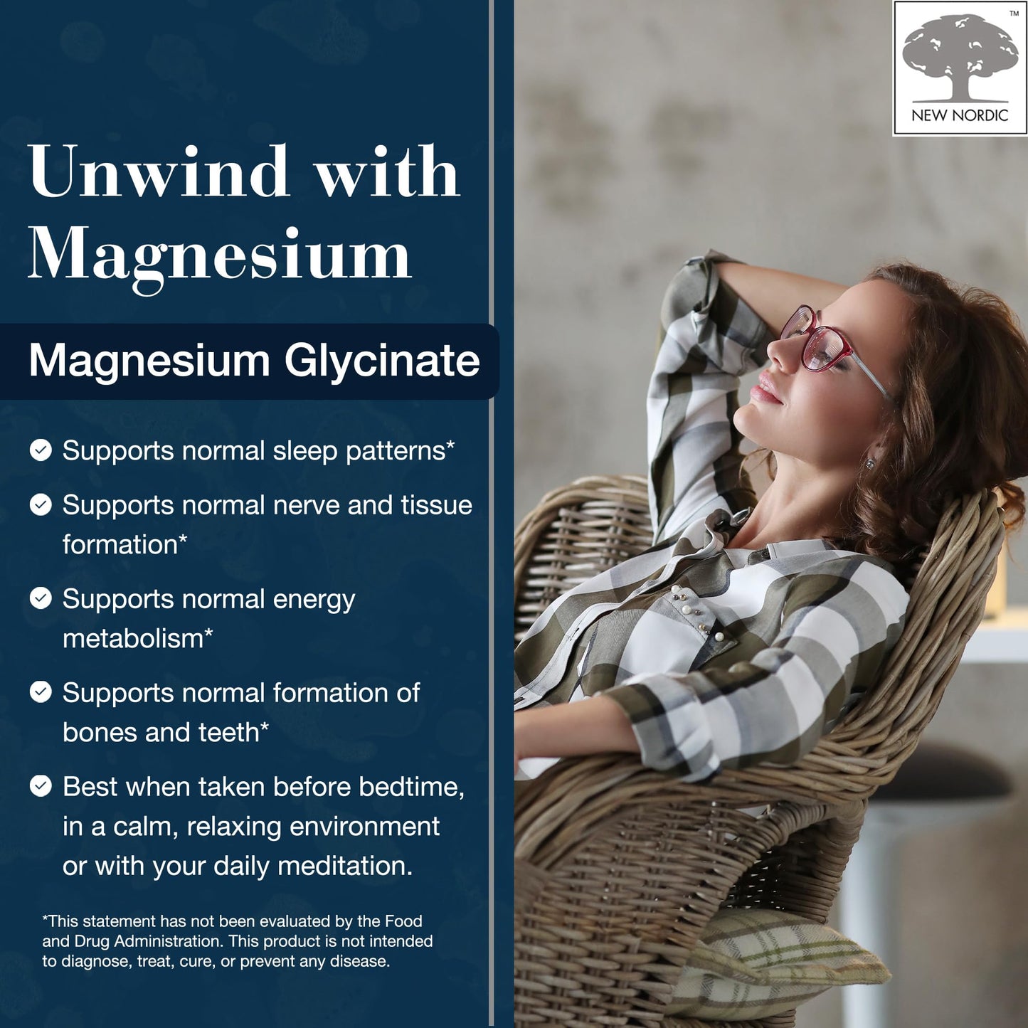 New Nordic Magnesium Glycinate 220 mg – Max Absorption, 30 Servings