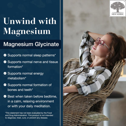 New Nordic Magnesium Glycinate 220 mg – Max Absorption, 30 Servings