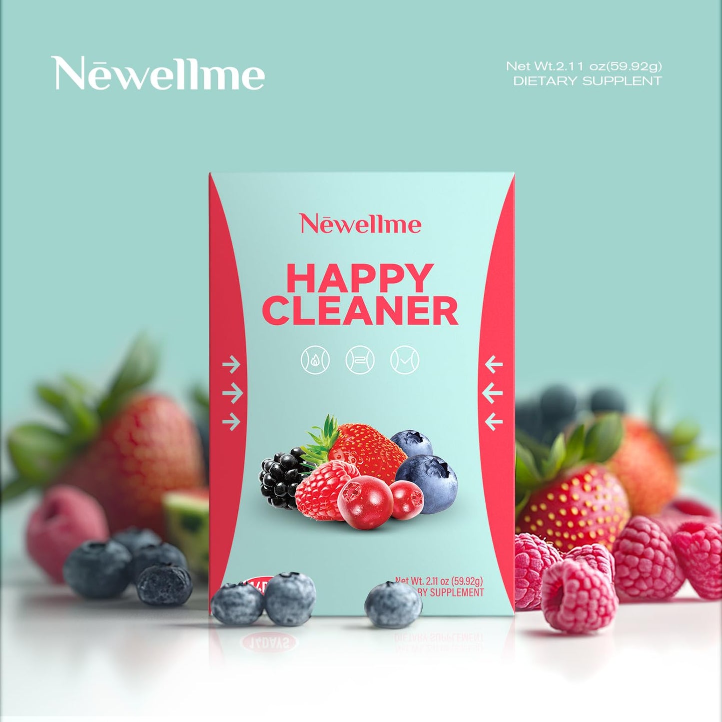 NEWELLME Happy Cleaner Super Greens Powder – Watermelon & Berry Variety Pack, 28 Packets