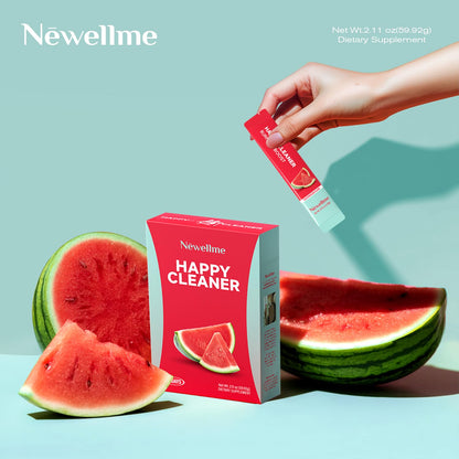 NEWELLME Happy Cleaner Super Greens & Multivitamin Powder with Alfalfa – Watermelon Flavor, 14 Pack