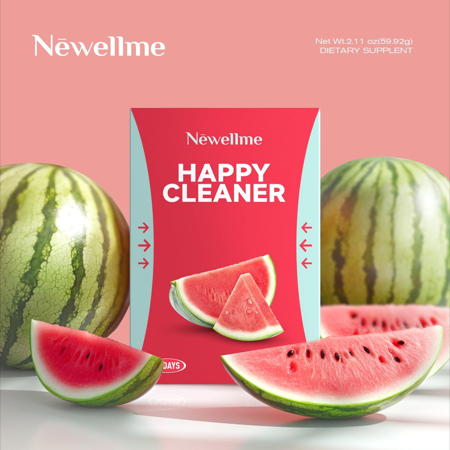 NEWELLME Happy Cleaner Super Greens Powder – Watermelon & Berry Variety Pack, 28 Packets