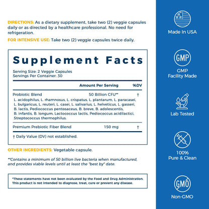 NewRhythm Probiotics 50B CFU – 20 Strains, Targeted Release, Gluten Free