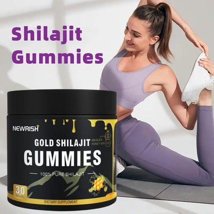 Newrish Shilajit Gummies with Manuka Honey – 30 Gummies | 85+ Trace Minerals