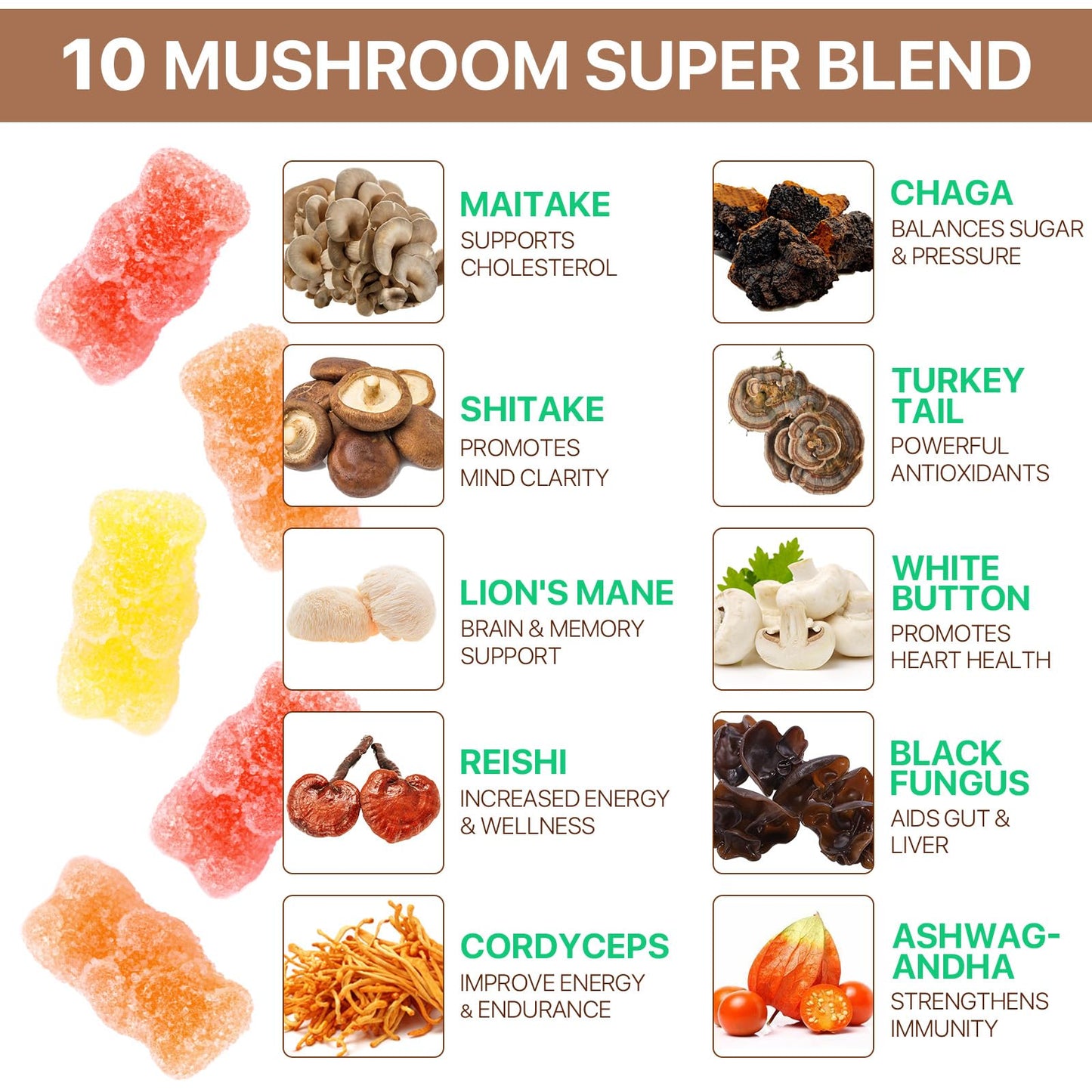 Newseel Lions Mane Mushroom Gummies – Reishi & Cordyceps, Energy & Immunity (80 Gummies)