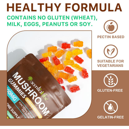 Newseel Lions Mane Mushroom Gummies – Reishi & Cordyceps, Energy & Immunity (80 Gummies)