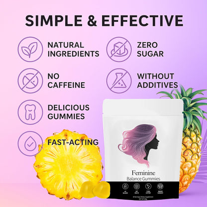 NEWUREHO Nuora Feminine Balance Gummies – Pineapple Probiotics for Women, 60 Gummies