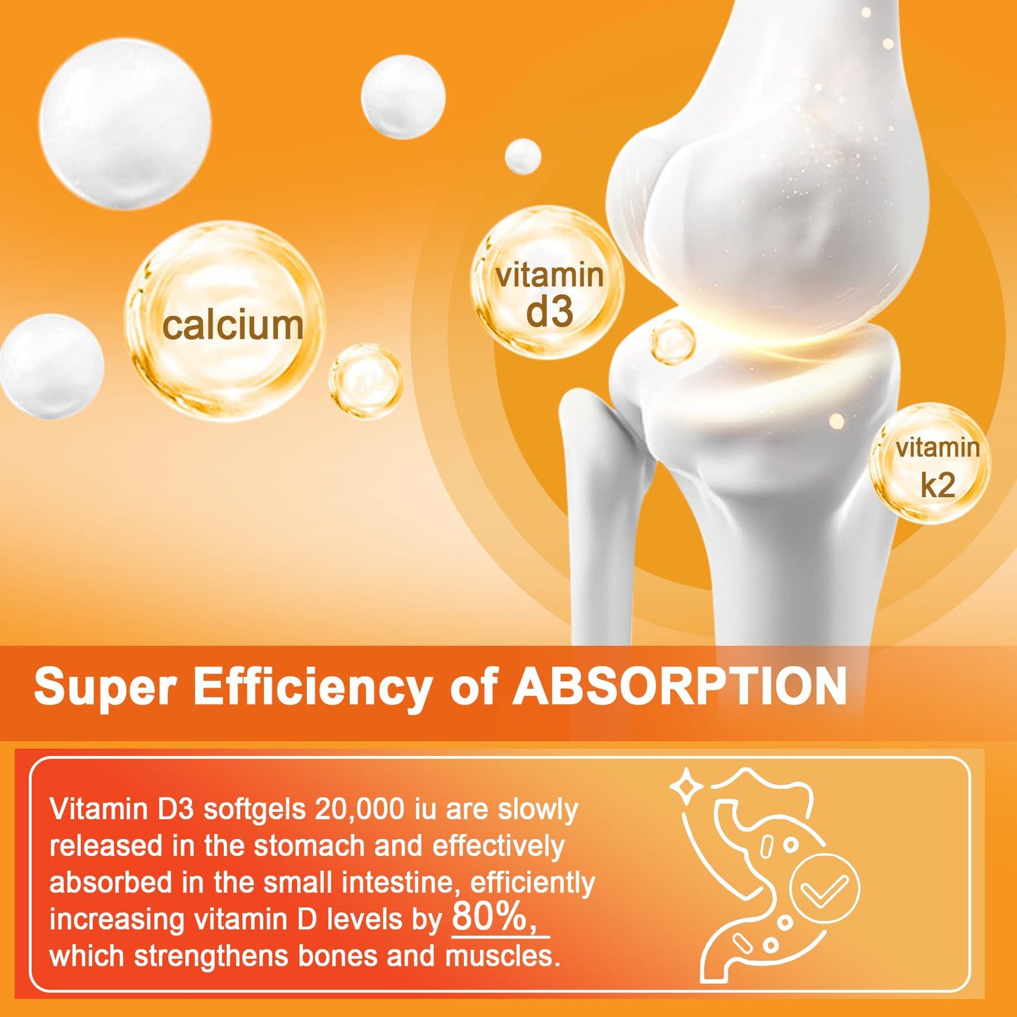Nextdia Vitamin D3 20,000 IU + K2 MK-7 200 mcg | Strong Bones & Immunity (Pack of 2)