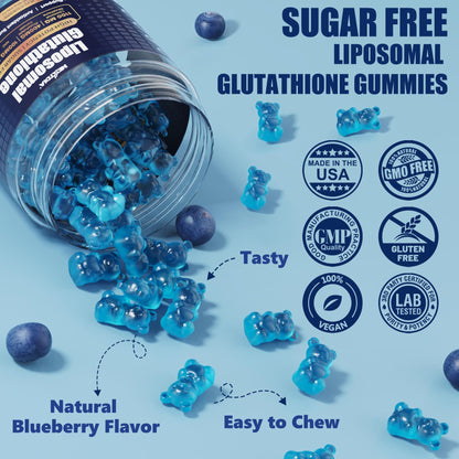 Nextdia Liposomal Glutathione Gummies Chews – 1100mg Liposomal, 98% Bioavailable + Vitamin C ALA NAC Milk Thistle – Vegan Liver Detox, 120 ct