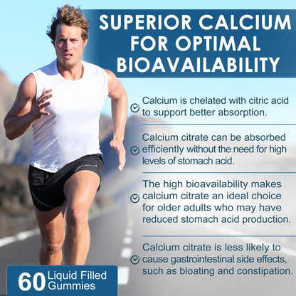 Nextdia Calcium Citrate 1000mg Gummies — Vegan, Sugar-Free, 2:1 Ca:Mg + D3
