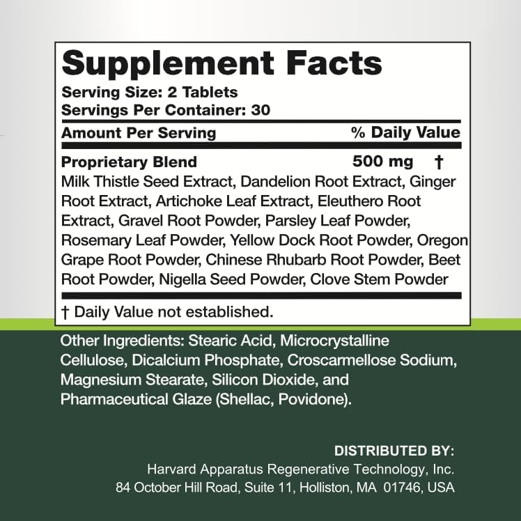 NHDH Harvard Apparatus Liver Cleanse Detox & Repair - 14-in-1 Herbal Support, 60 Tablets