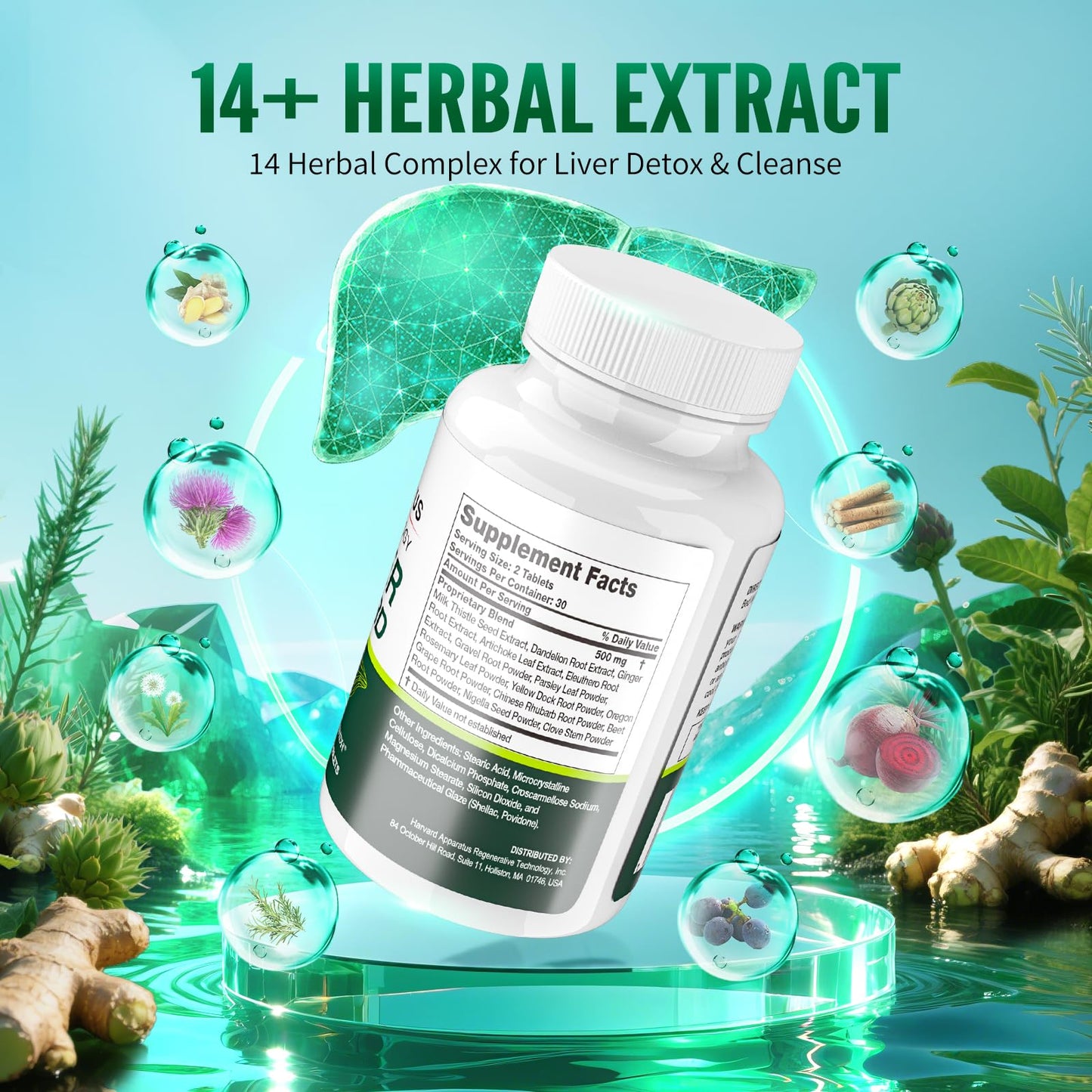 NHDH Harvard Liver Detox – 14-in-1 Herbal Cleanse & Repair, 60 Tablets
