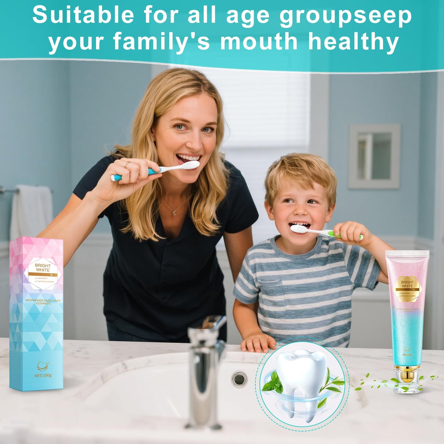 Niacinamide Whitening Toothpaste - Gentle, Fluoride-Free for Fresh Breath & Oral Health