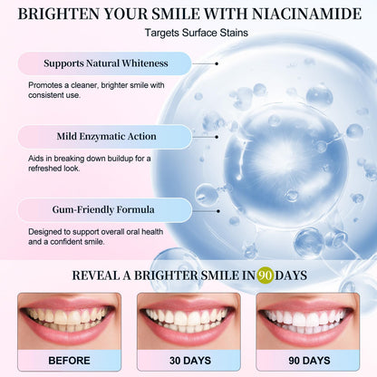 Niacinamide Whitening Toothpaste – Intensive Triple Whitening for Deep Stains, Enamel-Safe, Mint-Peach Flavor, 3.5oz