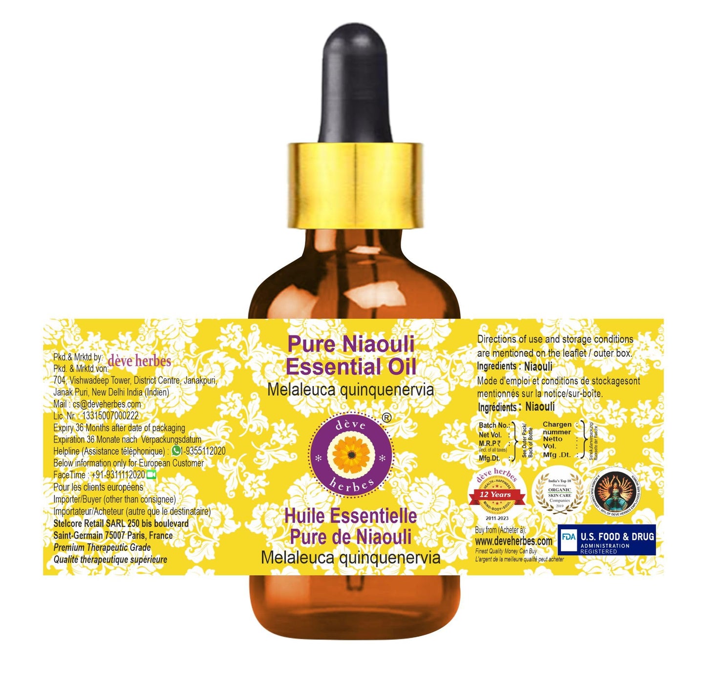 dève herbes Niaouli Essential Oil (Melaleuca quinquenervia) - 5ml | Pure, Non-Greasy