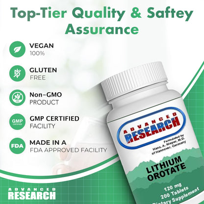 NCI Lithium Orotate 5mg – 200 Count | Lab Tested, Non-GMO, Gluten Free, Vegan Friendly