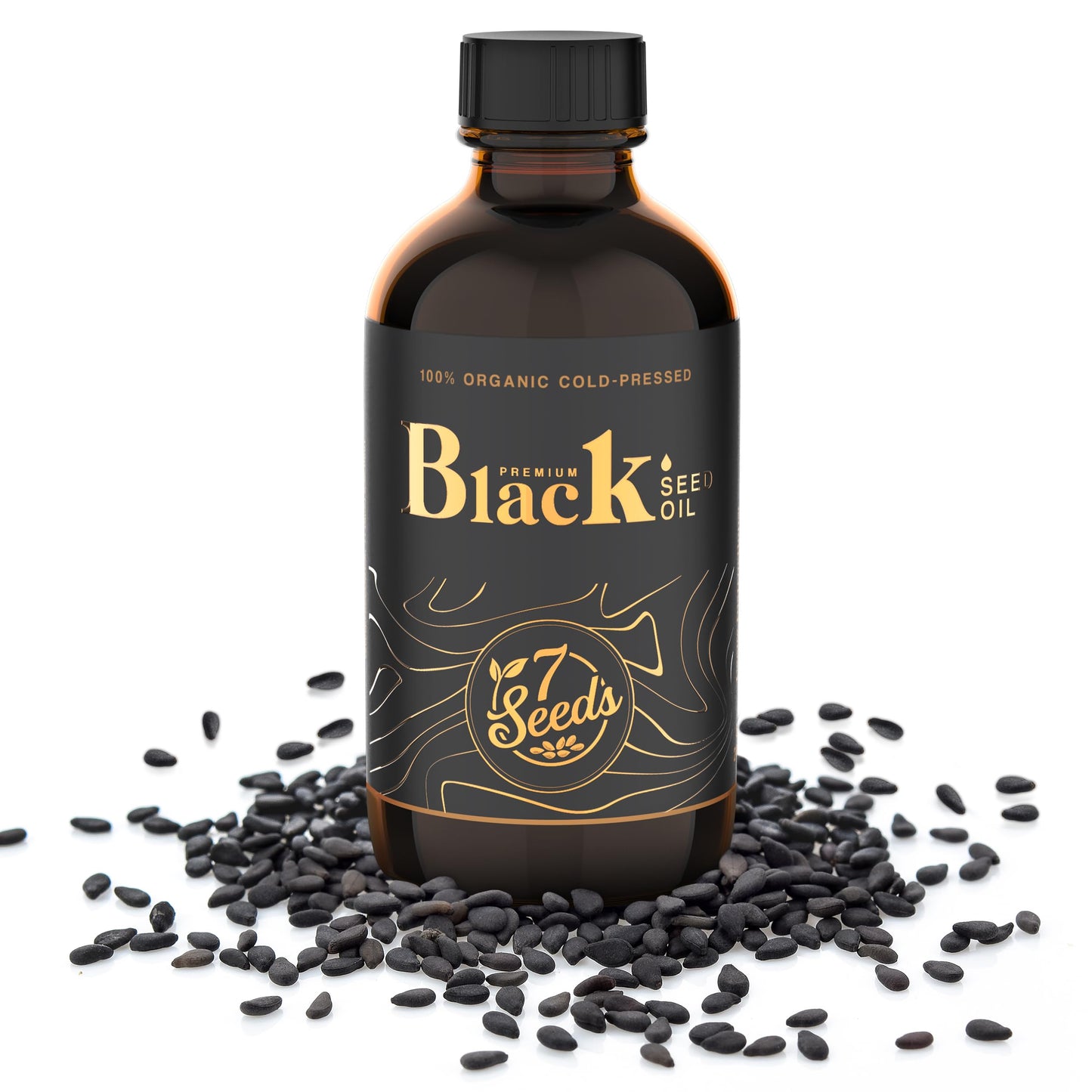 7 Seeds Cold Pressed Black Seed Oil - 240 ml Cold Pressed Nigella Sativa Liquid for Immune Support, Inflamation Support, Digestion, Hair & Skin (8 Fl Oz)