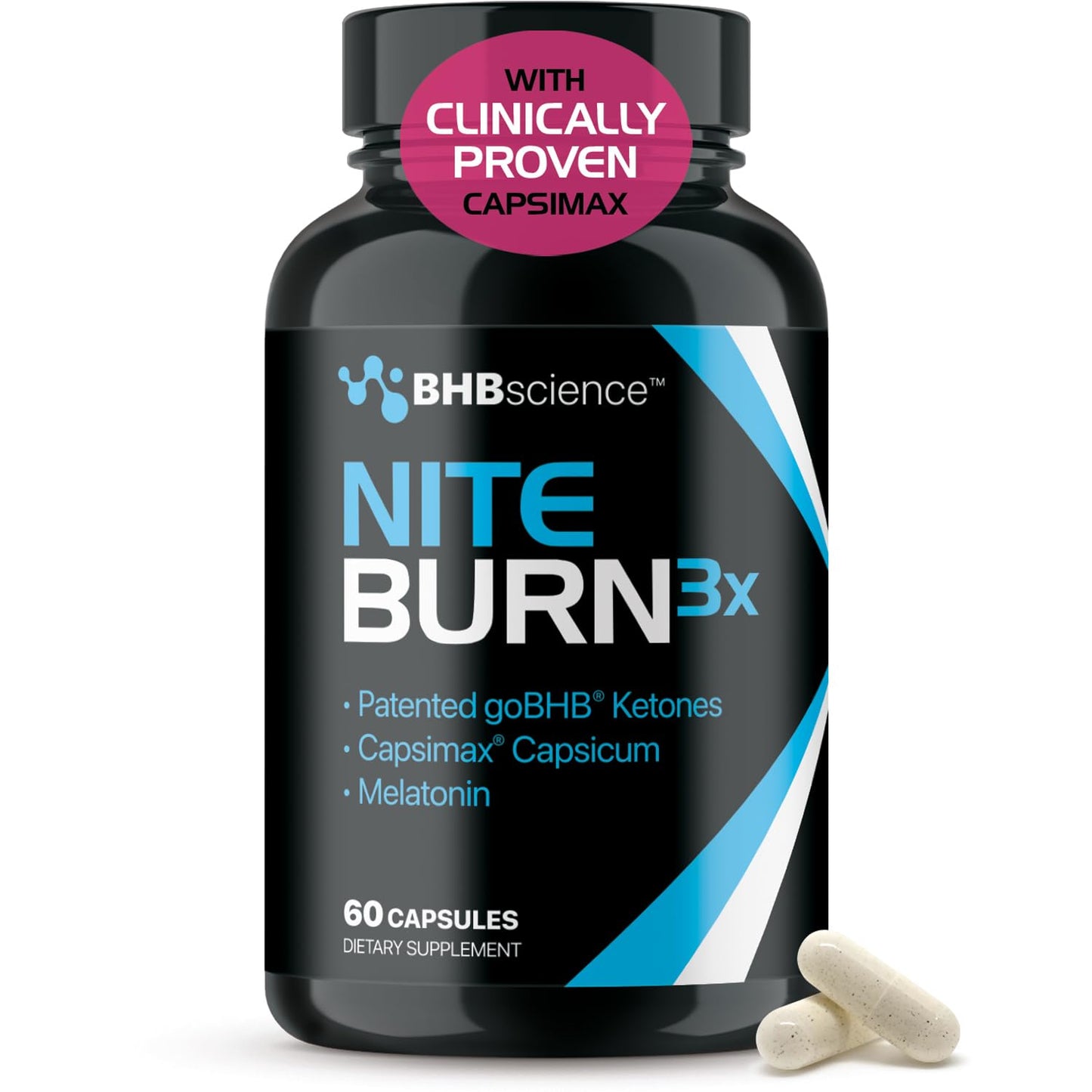 Night Burn Keto BHB Exogenous Ketones – Capsimax & Melatonin (60 Count)
