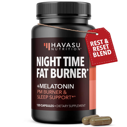 Night Time Fat Burner Metabolism Booster — Appetite Suppressant, 120 Pills