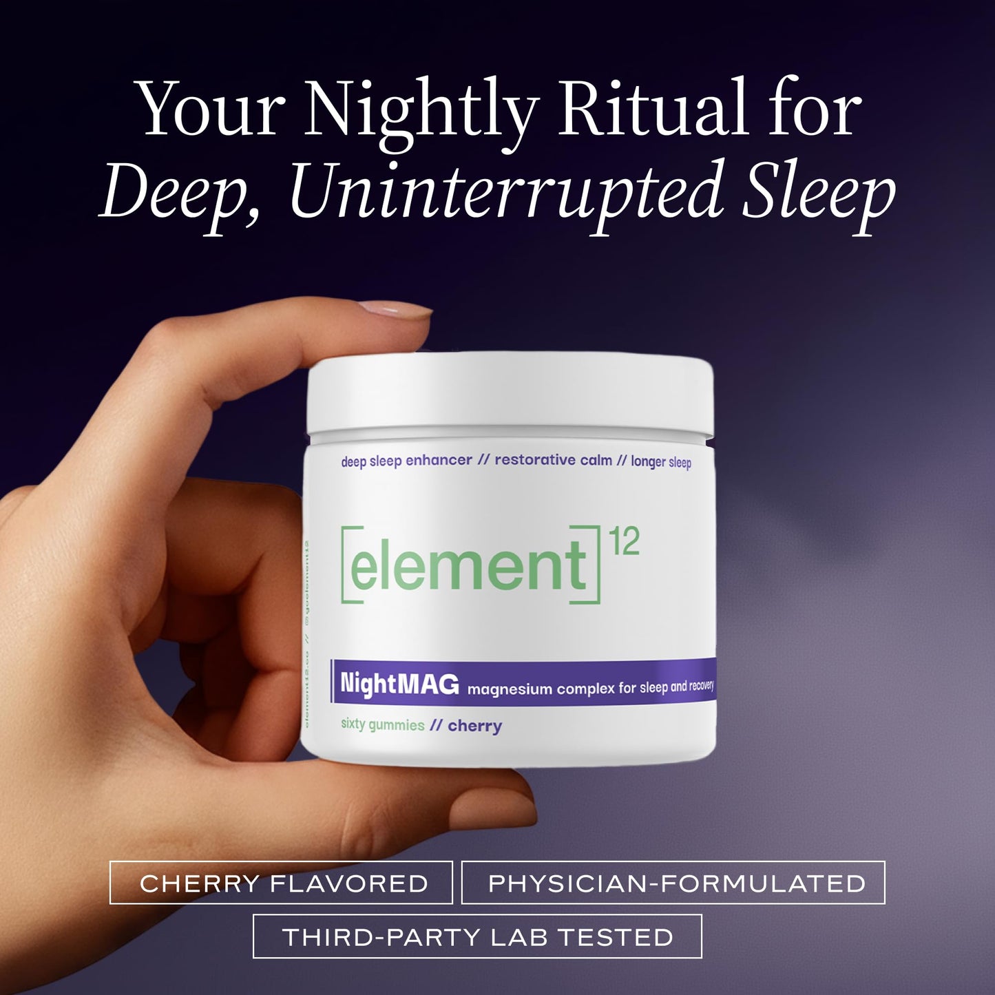 ELEMENT12 NightMAG Magnesium Complex, Sixty Gummies | Cherry