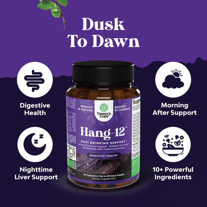 Nighttime Liver Detox & Hydration Pills - DHM, Milk Thistle, Electrolytes (60 Capsules)