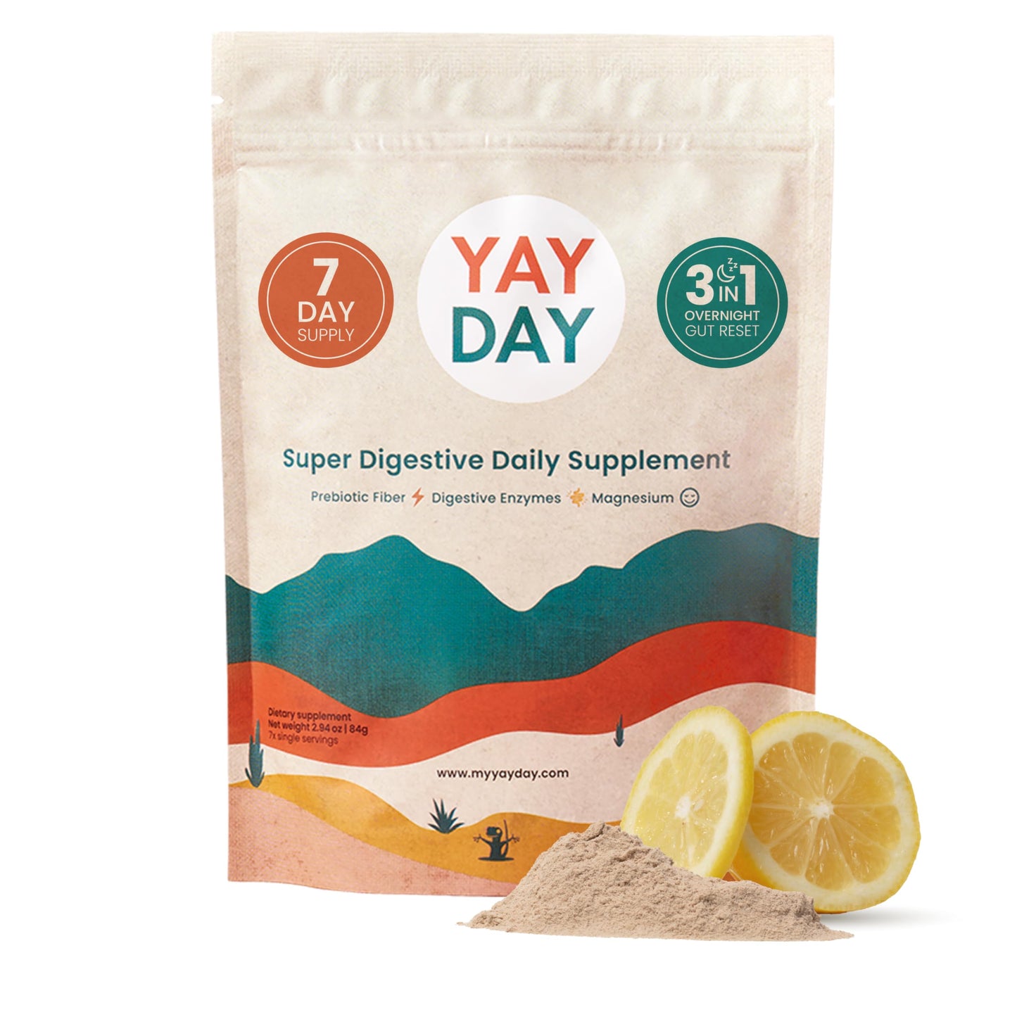 Nighttime Prebiotic Fiber Powder with Digestive Enzymes & Magnesium Glycinate - 7 Pack