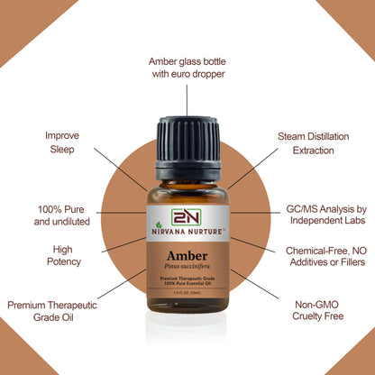 Nirvana Nurture Amber Essential Oil – 100% Pure, Premium Therapeutic Grade, Undiluted