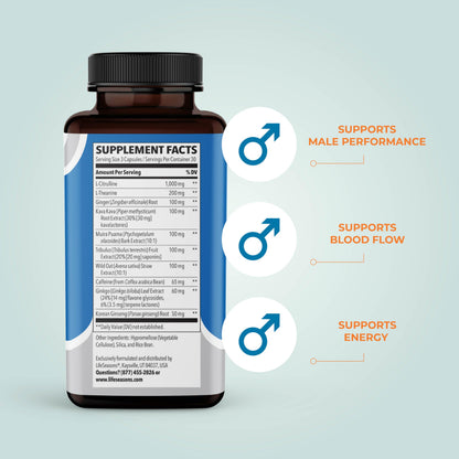 LifeSeasons Nitro-T – Men’s Performance Support Supplement | Boost Stamina, Energy & Circulation