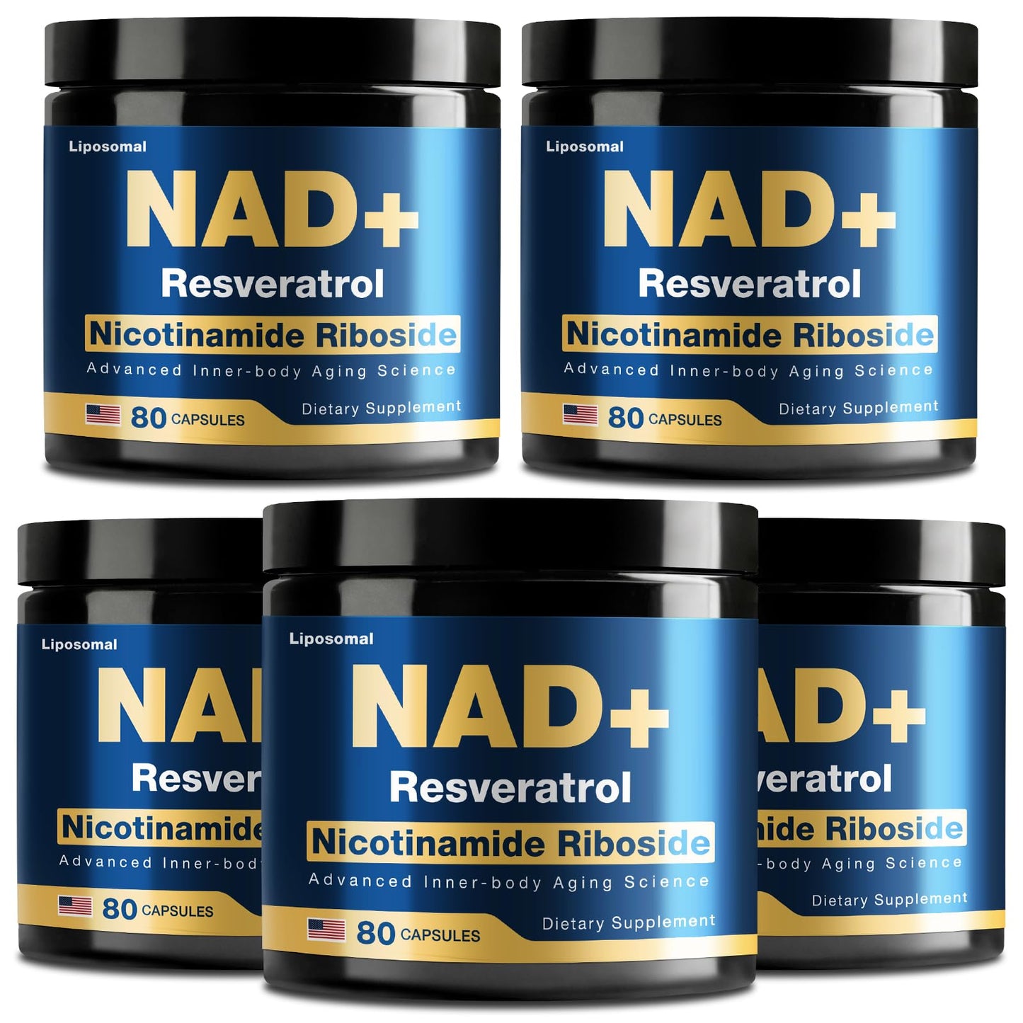 NLMUBR LUCKSIT NAD Supplement – Liposomal NAD with Nicotinamide Riboside, Resveratrol & Quercetin 900 | 400 Count (5 Pack)